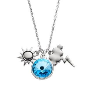 NIB Charming Inspirations Sun Storm Cloud Blue Swarovski Crystal Silver Necklace